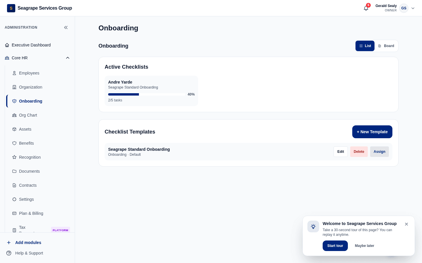 Real product screen — coreisle.app/dashboard/onboarding